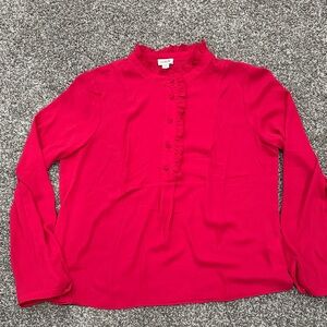J. Crew Women's Red Ruffle Blouse